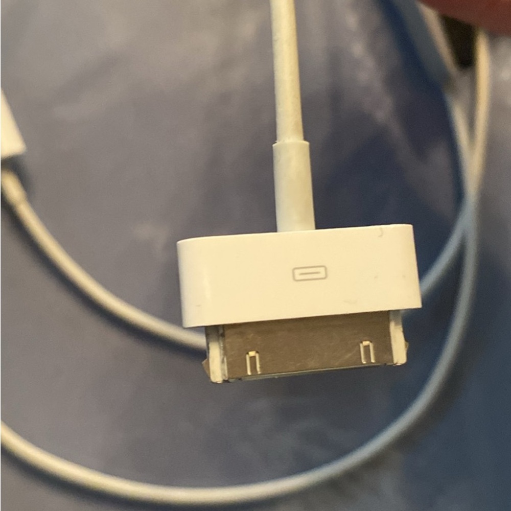 White Charging Cable Apple 30 pin connector USB other end